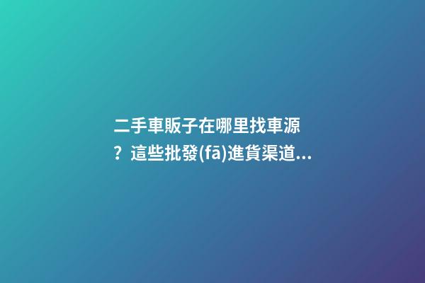 二手車販子在哪里找車源？這些批發(fā)進貨渠道請收好！